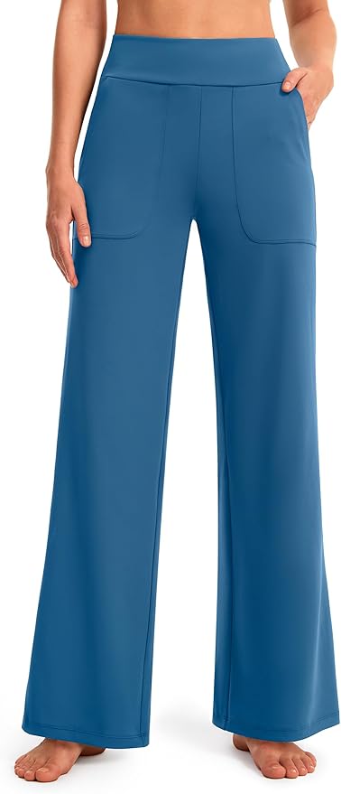 AFITNE Womens Wide Leg Yoga Pants with Pockets High Waist Stretch Dress Casual Pants Loose Lounge Sweatpants 28"/30"/32"