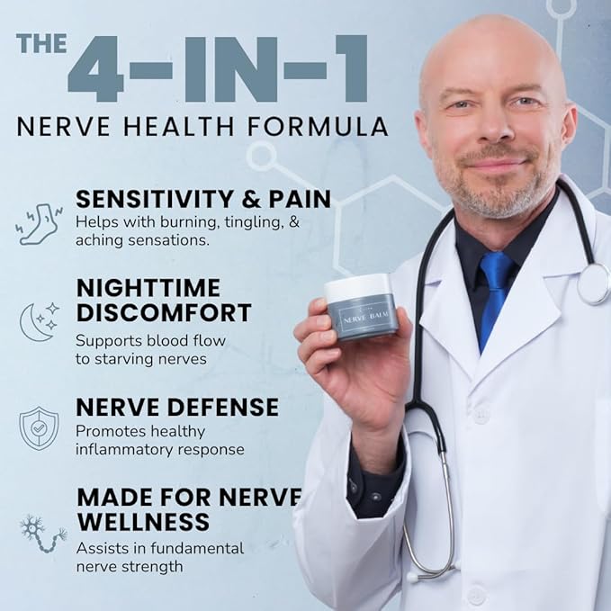 Lune Nerve Balm – Neuropathy Cream for Burning, Tingling & Numbness in Feet & Hands | Natural Nerve Pain Relief Cream with Arnica, Vitamin B6 & Magnesium | 3.4 oz