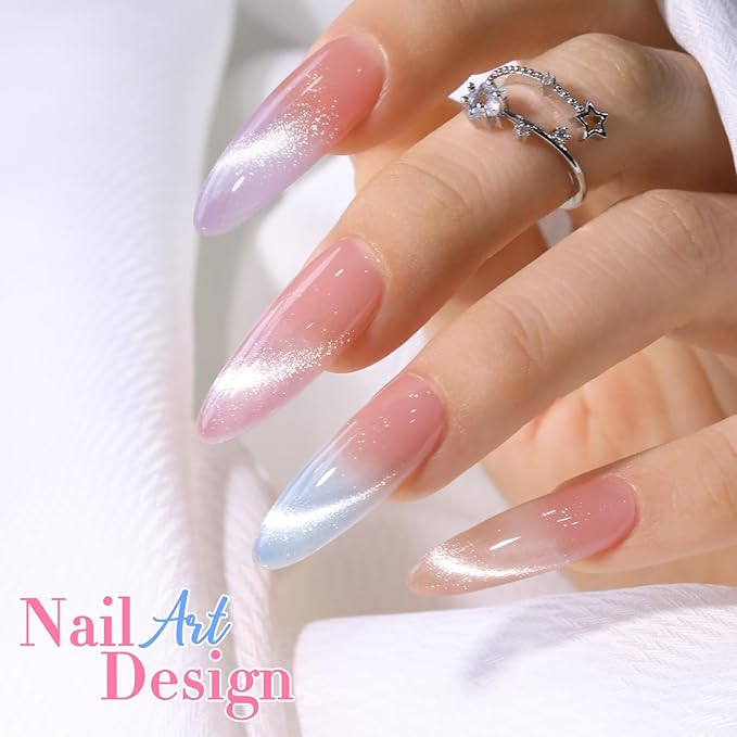 Double Rhythm 6 Colors Cat Eye Gel Polish Set Shimmer Glitter with Magnet Holographic Reflective Magnetic UV Nail Art Kit (6-Kit-47)