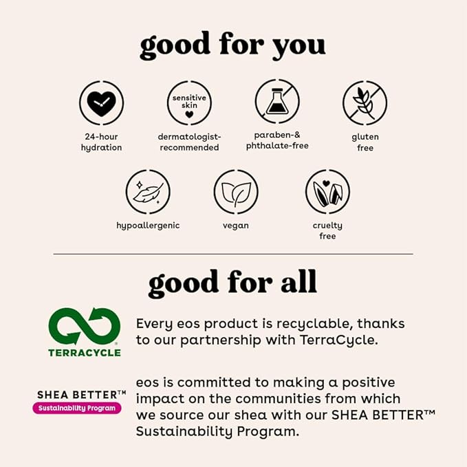 eos Shea Better Body Lotion Coconut Waters, 24-Hour Moisture Skin Care, Lightweight & Non-Greasy, Natural Shea, Vegan, Coconut Body Lotion, 16 fl oz