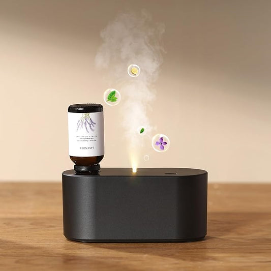 Waterless Diffuser for Essential Oil Nebulizer, Mini Scent Air Machine, Aromatherapy Atomizing Diffuser, 3 Mist Modes, Cycle Start for Bedroom, Home, Office 160 sq. ft Scent Black