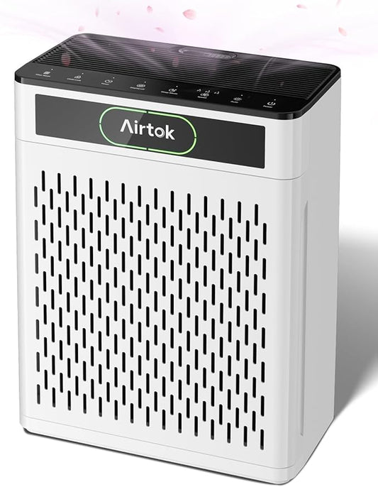 Air Purifiers for Home Large Room Up to 1848sq.ft, Airtok Air purifier for Home Pet, Washable Pre-Filter Air Quality Monitor HEAP Sleep Mode Air Cleaner for Bedroom, Dorm room, Office, AP3001 White