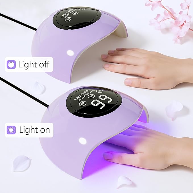 72W UV LED Nail Lamp, 2026 New Upgrade UV Light for Gel Nails with 18 Beads, 3 Timer Nail Dryer, LCD Display, Auto Sensor, Professional Nail Lamps for Gel Polish – Perfect Christmas Gifts, Purple Lamp