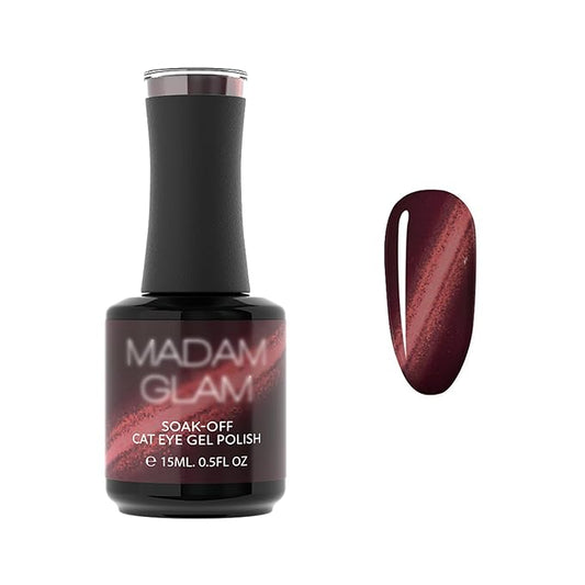 Madam Glam - Super Cat Eye Gel Polish 15ml 0.5 fl/oz - Nail Art Enhancement - Magnetic Effect - Long-Lasting, Vibrant, Vegan, Hema-Free (Ruby Red)