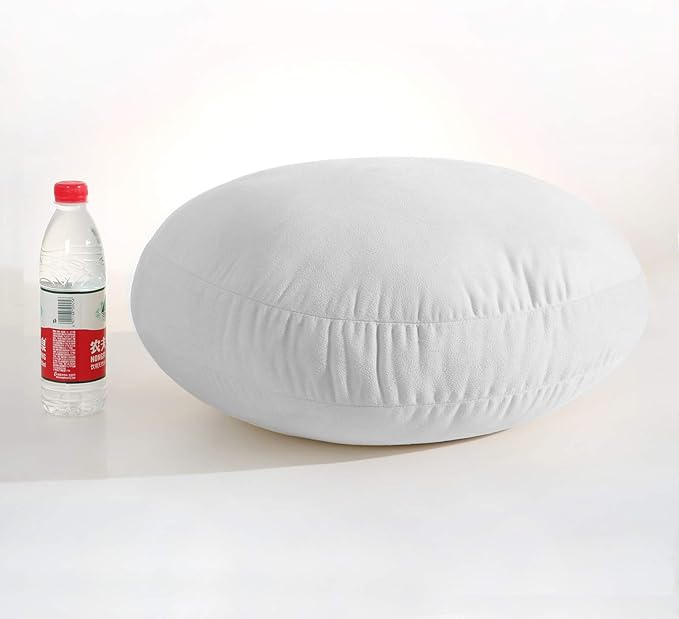 Round Throw Pillows 18x18 Grey Down-like Polyester Filling Super Soft Ultra Fluffy Feather-like Touching Round Floor Pillow 45x45cm Decorative Circle Cushion for Couch Bed Sofa Car, 1 Piece