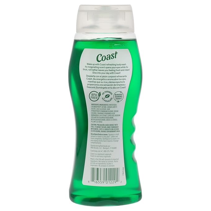 Coast Emerald Burst Body Wash - Hydrating Body Wash - Gentle Cleansing Body Wash for Dry Skin with Moisturizing Aloe Formula - Fresh Scent - 18 oz