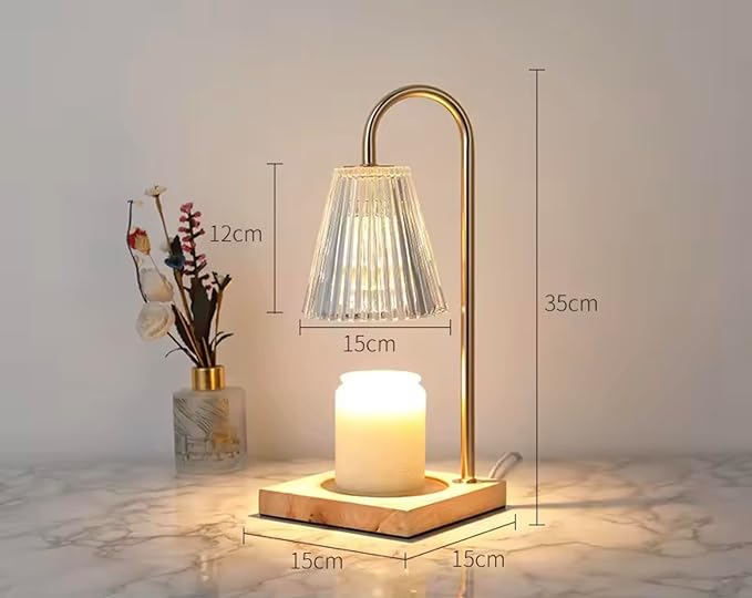Candle Warmer Lamp with Dimmer – Electric Wax Melting Lamp for Jar Candles | Adjustable Brightness, Safe & Stylish | Metal & Wood Design, Home Décor Night Light (US Plug)