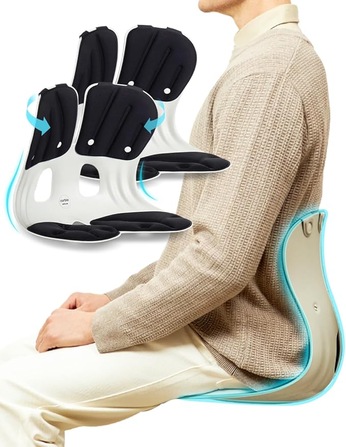 curble Grand (Extra Wide&Sturdy) 2PACK – Ergonomic Chair Back Support, Lumbar Support for Good Posture Correction and Back Pain Relief, Perfect for Office Chair and Work from Home, Patented(2P Black)