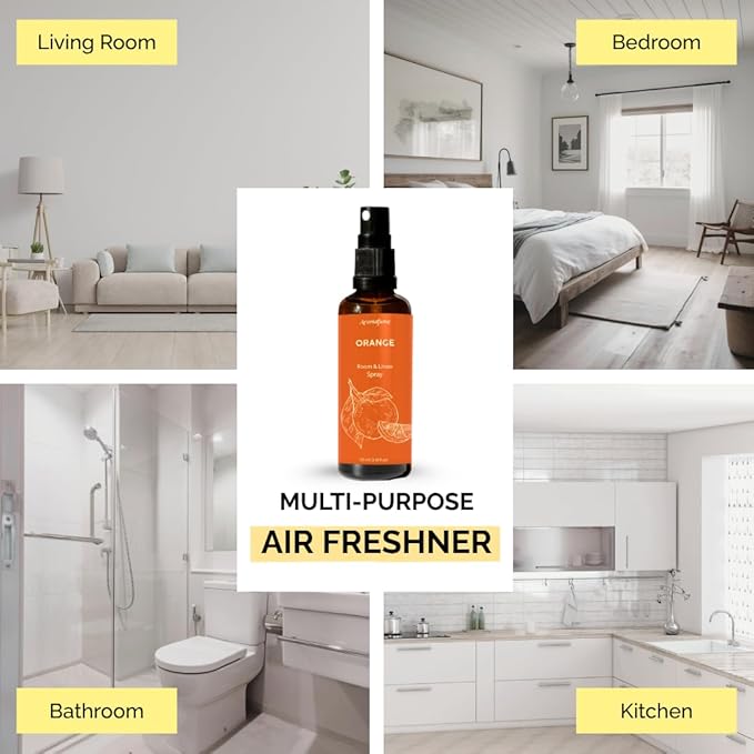 Orange Room, Linen & Pillow Spray by Aromafume | 100ml/3.38 fl oz | with Pure Orange Essential Oil | Aromatherapy Spray | Mist for Bedding, Fabrics
