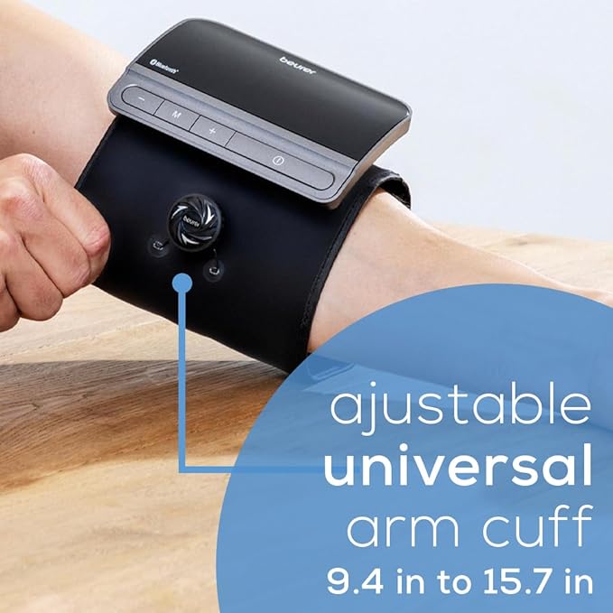 Beurer BM81 easyLock Automatic Upper Arm Blood Pressure Monitor, Smart Cuff Without Cables for Fast Measurement, Data Transfer to Apple Health and co., Bluetooth, 240 Memory Sets