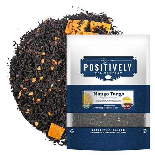 Organic Positively Tea Company, Mango Tango Black Tea, Loose Leaf, 4 Ounce