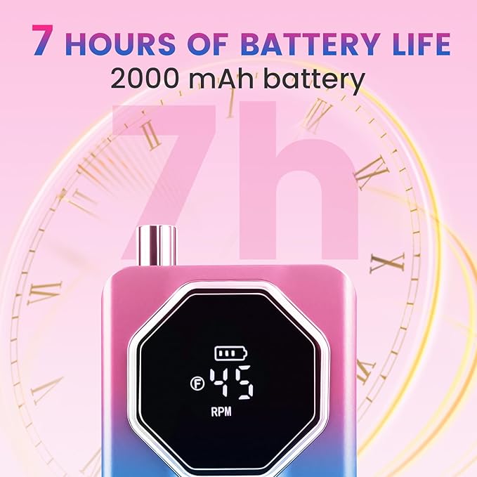 45000RPM Professional Cordless Portable Nail Drill Cordless Low Noise Nail Filer Electric Machine with Efile Bits & Base for Acrylic Nails, Nail Buffer Machine for Salon Home (Pink and Blue)