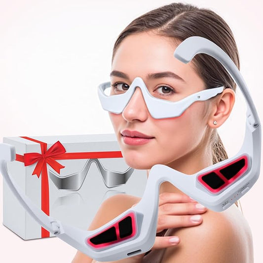 Under-Eye Red Light Therapy Glasses for Women,10 Min Daily Use for Digital Eye Strain Eye Bag Dark Circles Puffiness,39g Ultra Lightweight, Rechargeable