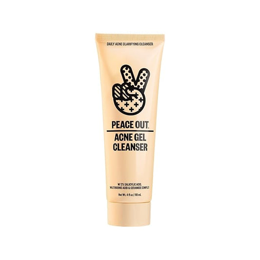 PEACE OUT Skincare Acne Gel Cleanser, Boost Skin Barrier and Help Diminish Blemishes, Daily Acne Face Wash with Salicylic Acid for Men and Women, 4 fl oz