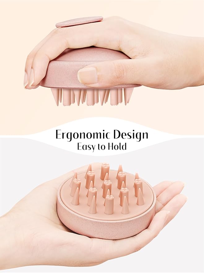 HEETA Hair Scalp Massager for Hair Growth, Shampoo Brush, Scalp Scrubber Exfoliator with Soft Silicone Bristles for Dandruff Removal to Relieve Stress, Wet Dry Use Updated Material, Pink