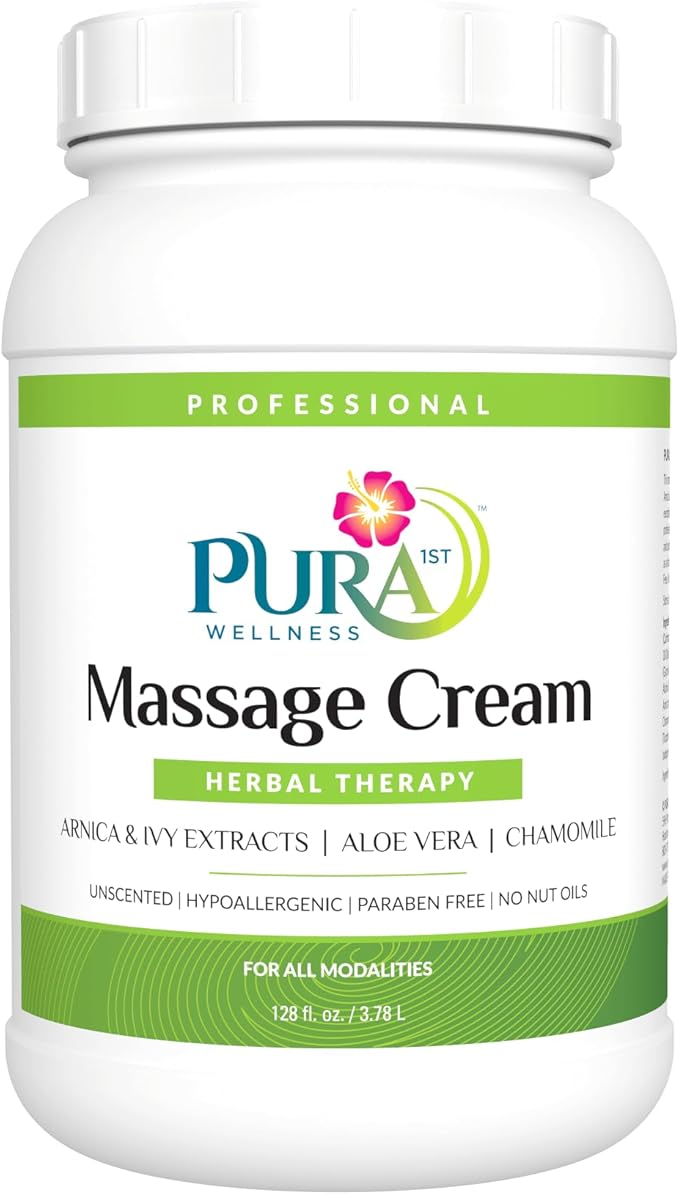 Wellness Professional Herbal Massage Cream, 128oz, Pura Massage Cream for Muscle Relief, Physical Therapy, Professional Deep Tissue Therapy, Massage Deep Tissue