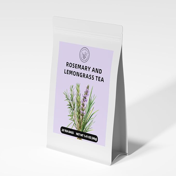 HANFANGLING Rosemary Lemongrass Herbal Tea - 20 Tea Bags, Natural Blend of Rosemary & Lemongrass, Caffeine-Free, Refreshing & Uplifting, Relaxation & Digestion