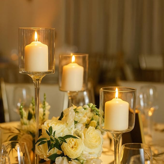 CW Studio Unscented Pressing Votive Candles – Long Hours Burn, Smokeless & Dripless – Premium Wax with Cotton Wick – Perfect for Weddings, Events, Home & Romantic Décor (50, Ivory, 1.5x1.3 inches)