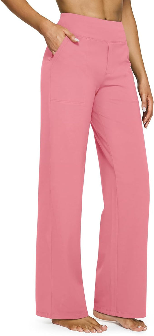G4Free Yoga Pants Women Wide Leg Pants with Pockets High Waist Stretch Dress Casual Sweatpants Petite/Regular/Tall