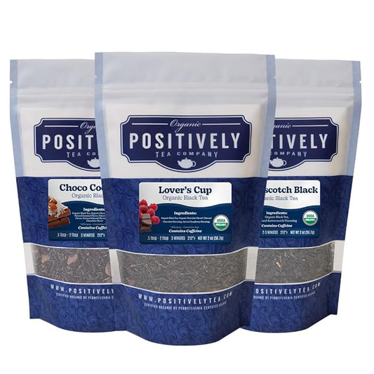 Organic Positively Tea Company, Dessert Tea Sampler, Loose Leaf, 4 Ounce, 3 Pack