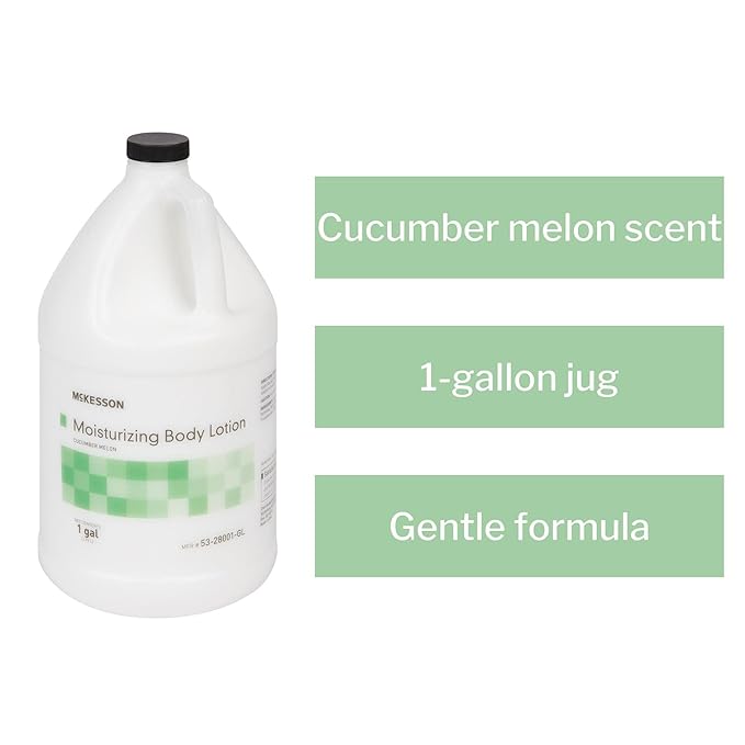 McKesson Moisturizing Hand and Body Lotion, 1 Gallon [Pack of 4] Bulk, Refill, For Dry, Crack, Sensitive Skin, Cucumber Melon Scent