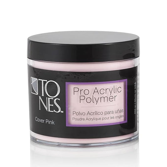 Tones Pro Acrylic Nail Powder, Cover Pink (Soft Nude Pink), (8.5 Fl Oz) - Long-Lasting & Non-Yellowing Polymer for Salon Quality Nail Extensions & 3D Art