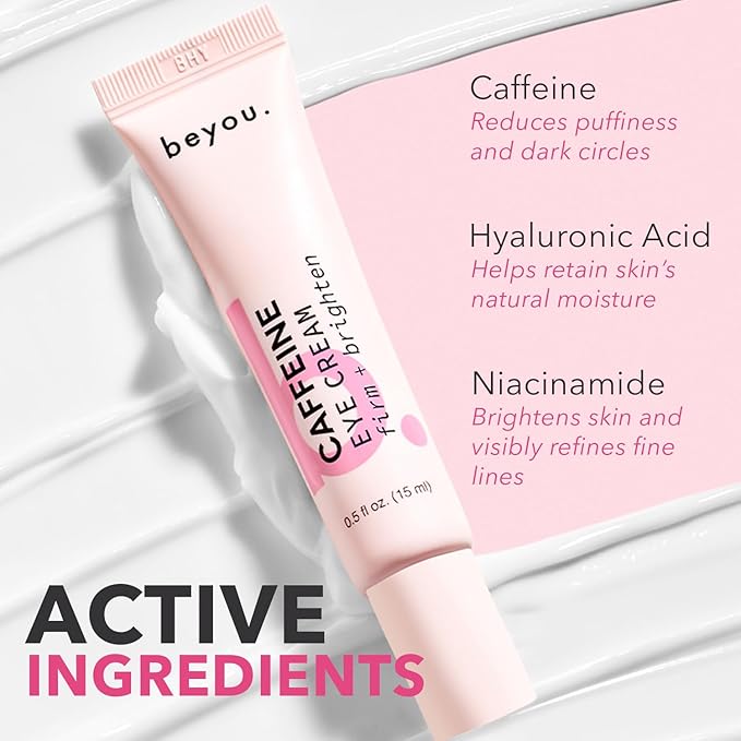 Beyou. Caffeine Eye Cream – K-Beauty Clean Skin Care – Anti-Aging Hydrating Under Eyes Cream with Caffeine and Hyaluronic Acid – Reduces Puffiness, Dark Circles & Fine Lines – Korean Skincare – 0.5 oz