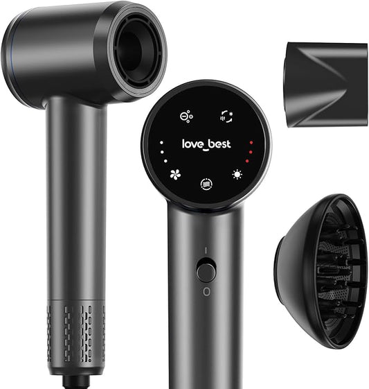 Hair Dryer, Professional Ionic Hair Dryer for Fast Drying, Low Noise, Lightweight, 600 Million Negative Ions High-Speed Hair Blow Dryer with Diffuser for Curly Hair Women, Men, Home, Travel, Salon