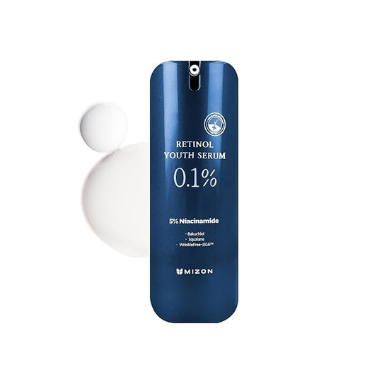 MIZON Retinol Youth (0.1% Retinol Serum) Fine Line Treatment Bakuchiol Peptides Niacinamide Youthful Skin Korean Skincare (0.1 oz)