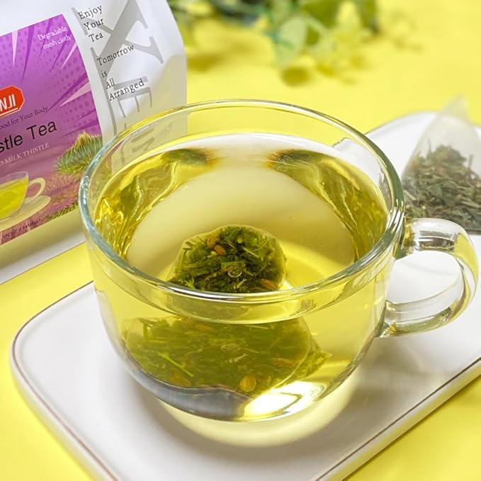 XIEJINJI Milk Thistle Tea Bags, 4.2g x 40 Count (5.9 oz), 100% Natural - No Flavoring & No Additives - Caffeine Free, Eco-Conscious Tea Bags, Resealable Bag