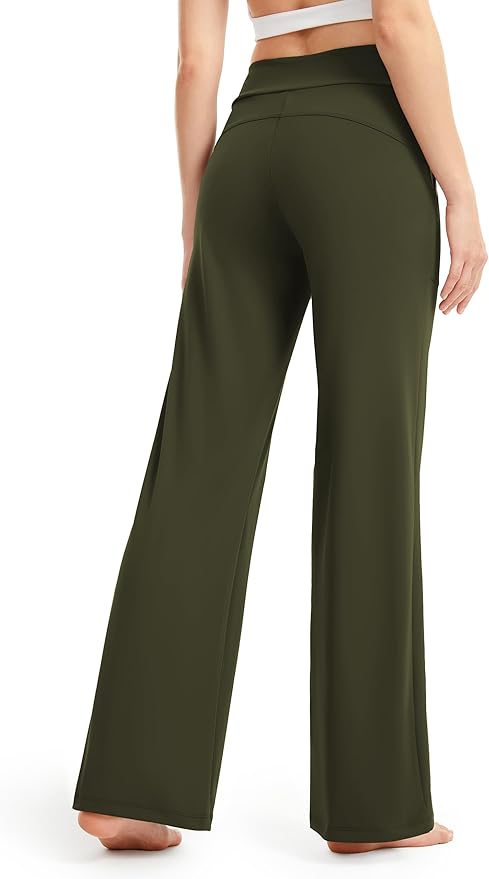 AFITNE Womens Wide Leg Yoga Pants with Pockets High Waist Stretch Dress Casual Pants Loose Lounge Sweatpants 28"/30"/32"