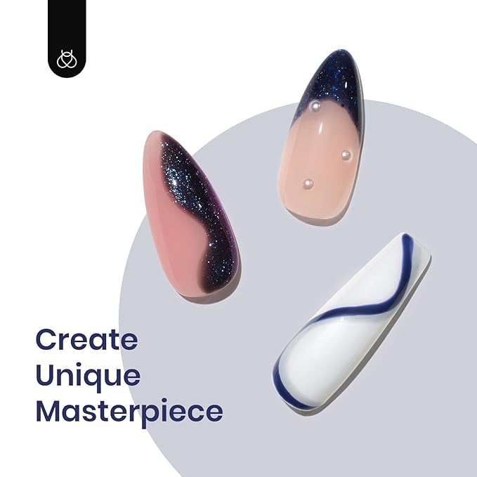 Beetles Blue Gel Polish Set - Winter Glitter Dark Navy Blue Sliver Gel Nail Polish, 6 Colors Soak off Nail Uv Lamp Manicure Gift for Women