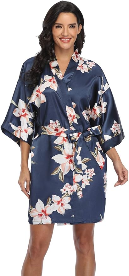 Women's Pure Short Silky Robes Bridesmaid Bride Party Satin Robes Sleepwear