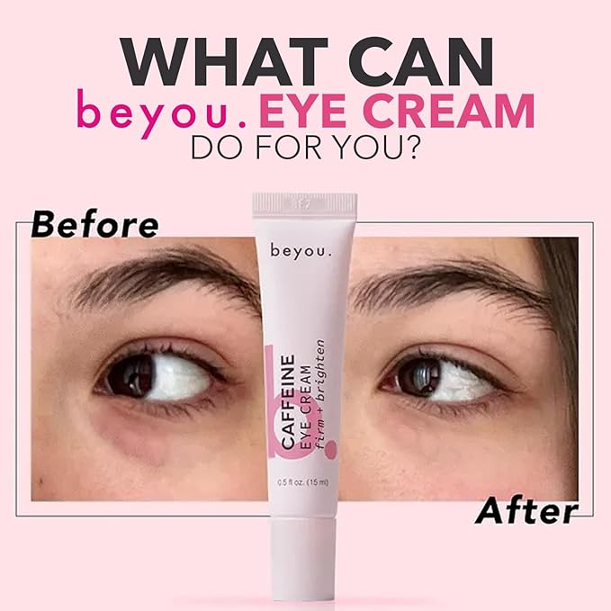 Beyou. Caffeine Eye Cream – K-Beauty Clean Skin Care – Anti-Aging Hydrating Under Eyes Cream with Caffeine and Hyaluronic Acid – Reduces Puffiness, Dark Circles & Fine Lines – Korean Skincare – 0.5 oz
