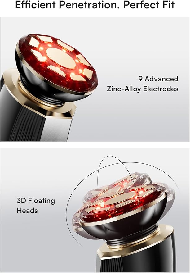 INIA 3-in-1 Red Light Therapy for Face and Neck Beauty Device for Puffiness & Skin Firming Skincare Tool (Black)