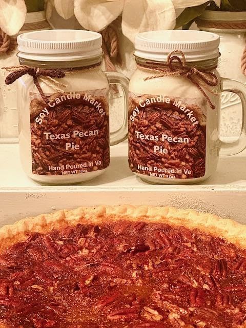 Soy Scented Candles | Handmade & Highly Aromatic Candles Burns Upto 85 Hours in Glass Jar - Perfect for Home Decor, Wedding, Birthday, Dinner (Texas Pecan Pie, 16 oz)