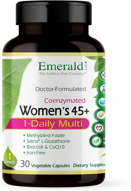 EMERALD LABS Women's 45+ 1-Daily Multi - Complete Multivitamin for Comprehensive Support, Bone & Heart Health* - Designed for Women 45+ - Gluten-Free & Vegetarian - 30 Vegetable Capsules