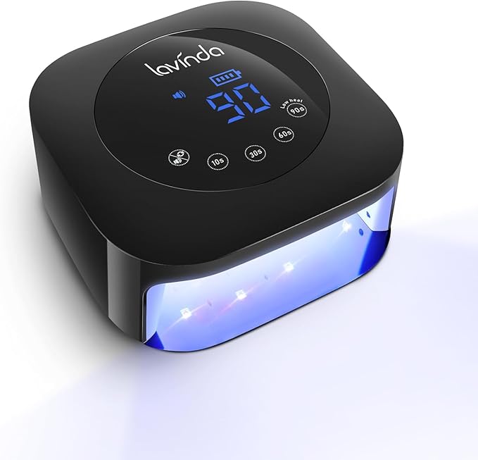 UV Light for Nails, Lavinda UV Nail Lamp 54W Rechargeable Nail Dryer Gel Polish Light with Large Touch Display, Professional Fast Curing Lamp with 4 Timer Setting Auto Sensor for Salon & Home