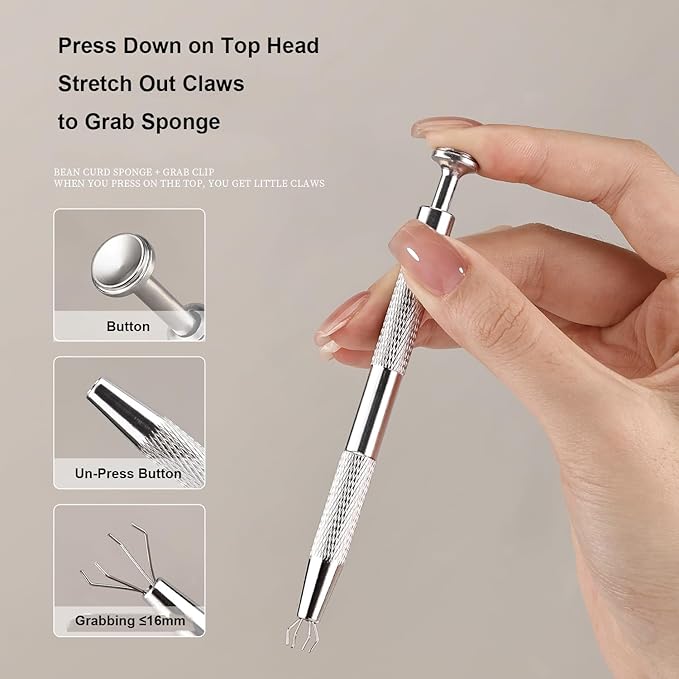 Sponge Pat Gel Nail Polish Set, Blue Red Yellow 3 Colors Primary Blending Ombre Gel Polish Gradient Painting Nails Art, No Wipe, UV/LED Cured (50Sponges & Grabber & 3PrimaryColors)