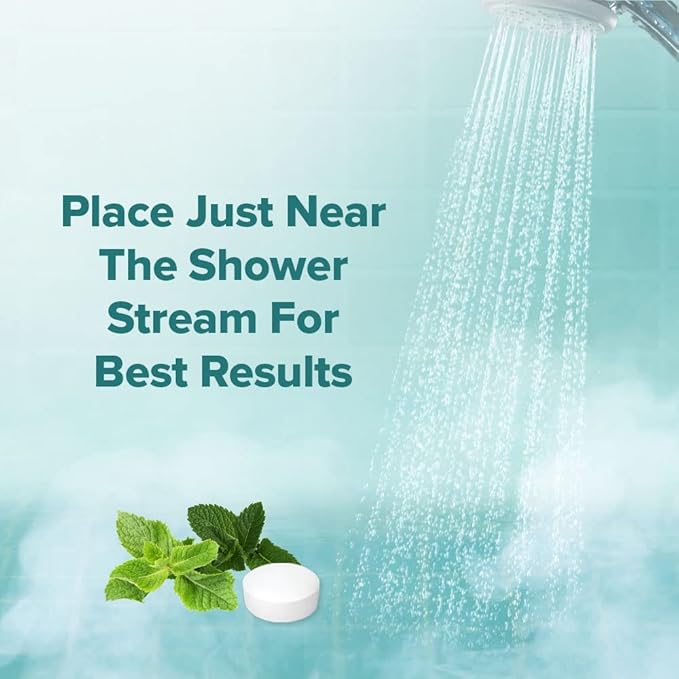Arctic Mint Shower Tablets (10 Tabs) Natural Scent Formula with Peppermint and Spearmint Essential Oils for Hotel Spa Luxury Shower at Home Made in USA