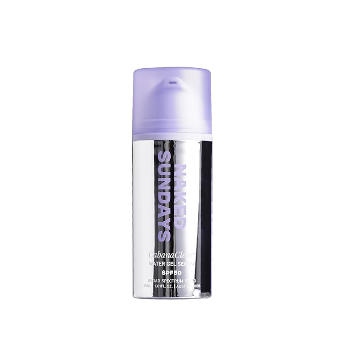 Naked Sundays CabanaClear SPF 50 Water Gel Serum - Invisible, Lightweight, & Hydrating Facial Sunscreen with Hyaluronic Acid, Broad Spectrum, Oil-Free, Silicone Free, Fragrance-Free for All Skin Types