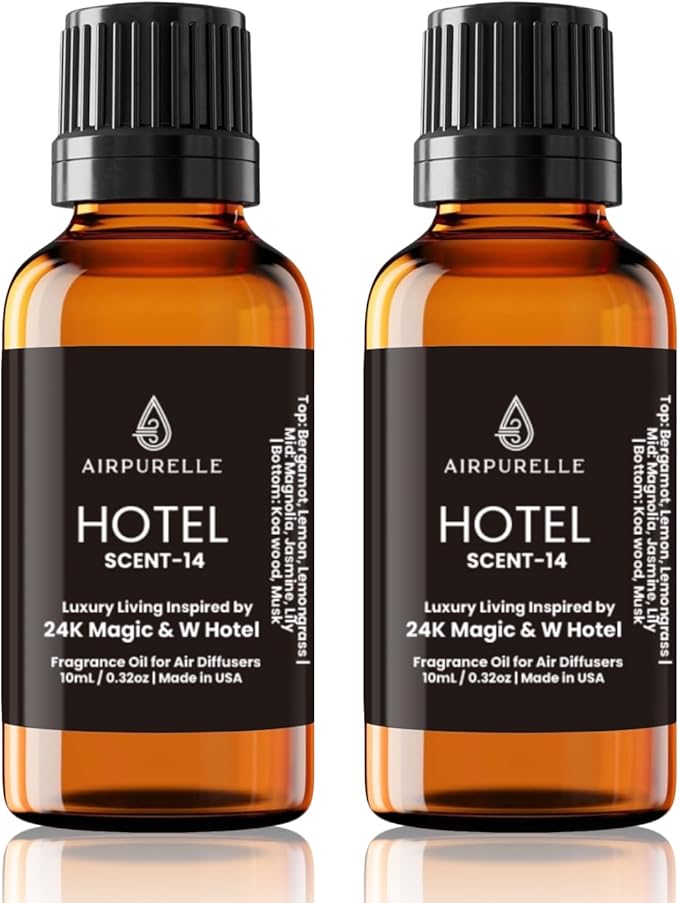 Luxury Diffuser Oil – Uplifting Citrus, Soft Florals & Warm Wood Aromatherapy Premium Fragrance Oil for Ultrasonic and Waterless Diffusers 2‑Pack (2 × 0.34 fl oz)-“24K Magic”Scent