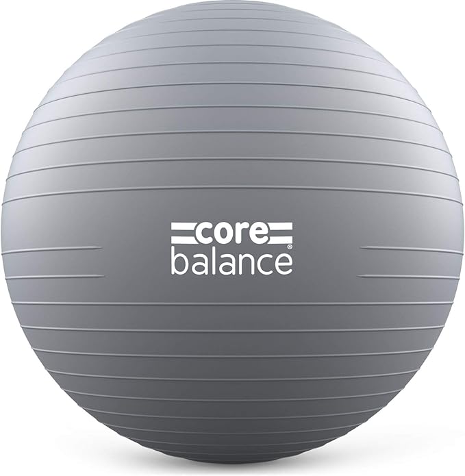 Core Balance Exercise Ball for Workouts, Anti-Burst and Slip Resistant, Swiss Yoga Ball for Pregnancy, Stability, Fitness and Physical Therapy, 4 Sizes, with Pump