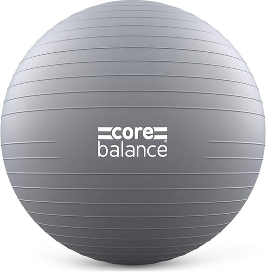 Core Balance Exercise Ball for Workouts, Anti-Burst and Slip Resistant, Swiss Yoga Ball for Pregnancy, Stability, Fitness and Physical Therapy, 4 Sizes, with Pump