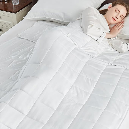 Weighted Blanket Queen Size (60"x80" 20lbs),Ultra Soft and Cozy Cooling Weighted Blanket Queen Size for Adult,Heavy Blanket with Machine Washable Soft Blanket, White
