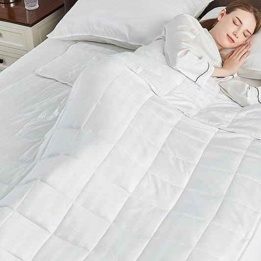 Weighted Blanket Queen Size (60"x80" 25lbs),Ultra Soft and Cozy Cooling Weighted Blanket Queen Size for Adult,Heavy Blanket with Machine Washable Soft Blanket, White