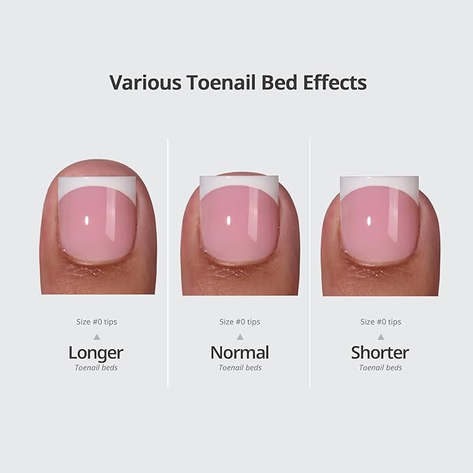BTArtboxnails XCOATTIPS Toe Nail Tips - Lamp-Curable Real Square Nude Press On Toenails for Women, 150 Soak Off French Tip Toe Nail Extensions in 15 Sizes, Builder Gel & Top Coat Required