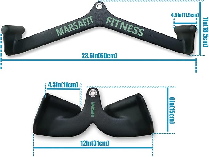 Home Gym Fitness Rowing T-bar V-bar Pulley Cable Machine Attachment, Bicep Curl Tricep Lat pulldown Bar Back Strength Training Handle Grips Lat Pull Down Bar for Seat Row Workout