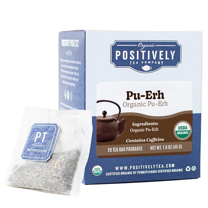 Organic Positively Tea Company, Pu-Erh, Black Tea Bags, 20 Count