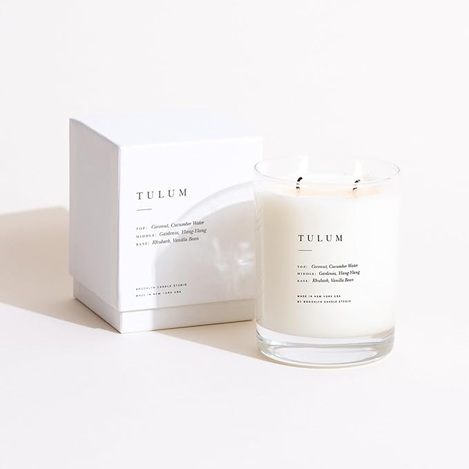 Brooklyn Candle Studio Tulum Classic 2 Wick Candle - Luxury Scented Candle, Vegan Soy Wax, Hand Poured in The USA, 70 Hour Slow Burn Time - 13oz